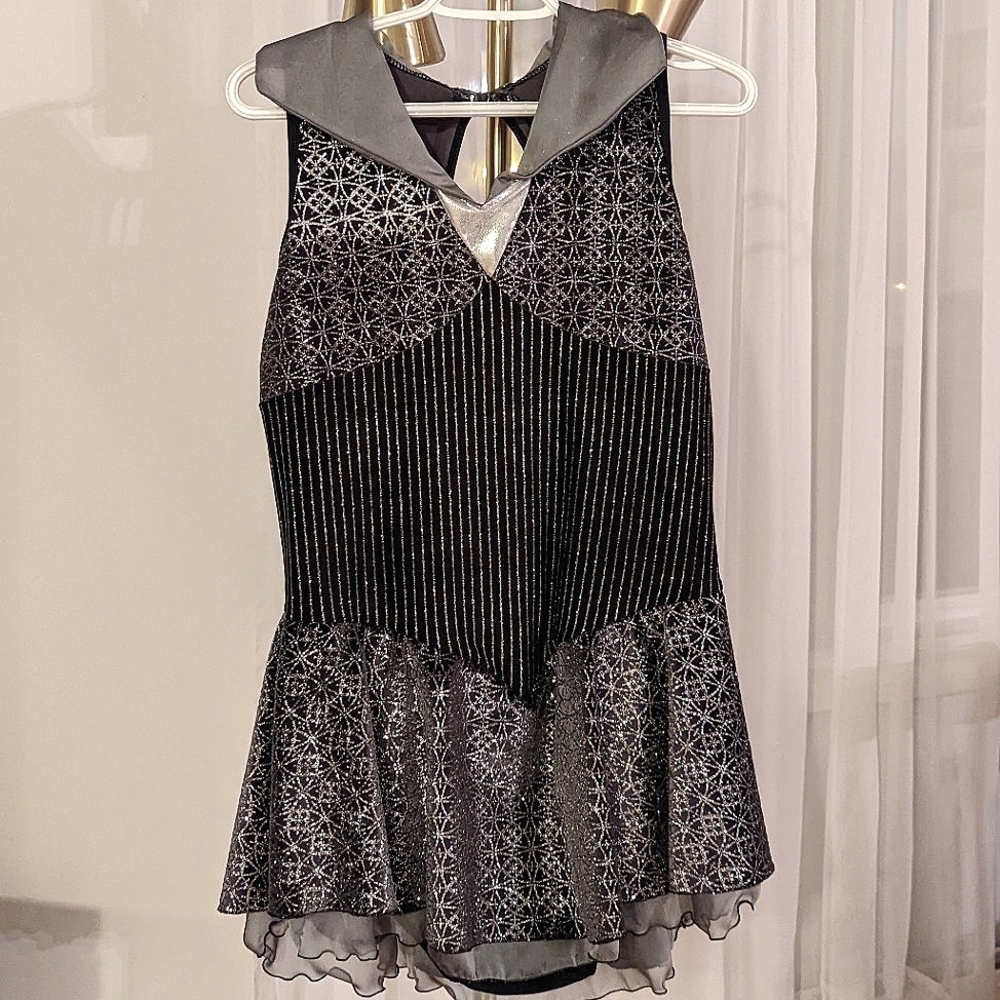 Figure Skating Dress Jerry's Size XXL Ladies Black Silver